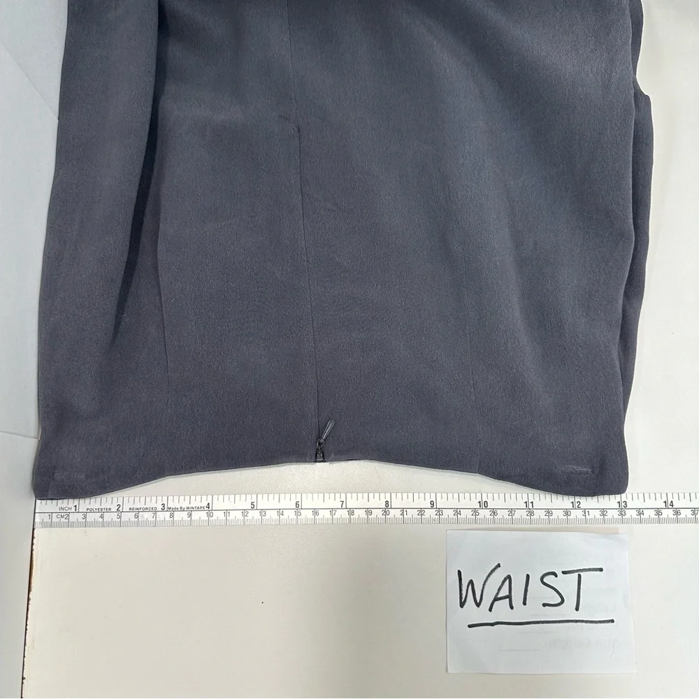JONES NEW YORK Silk Maxi Skirt 6 Petite Lined Gray Back Zip Back Vent